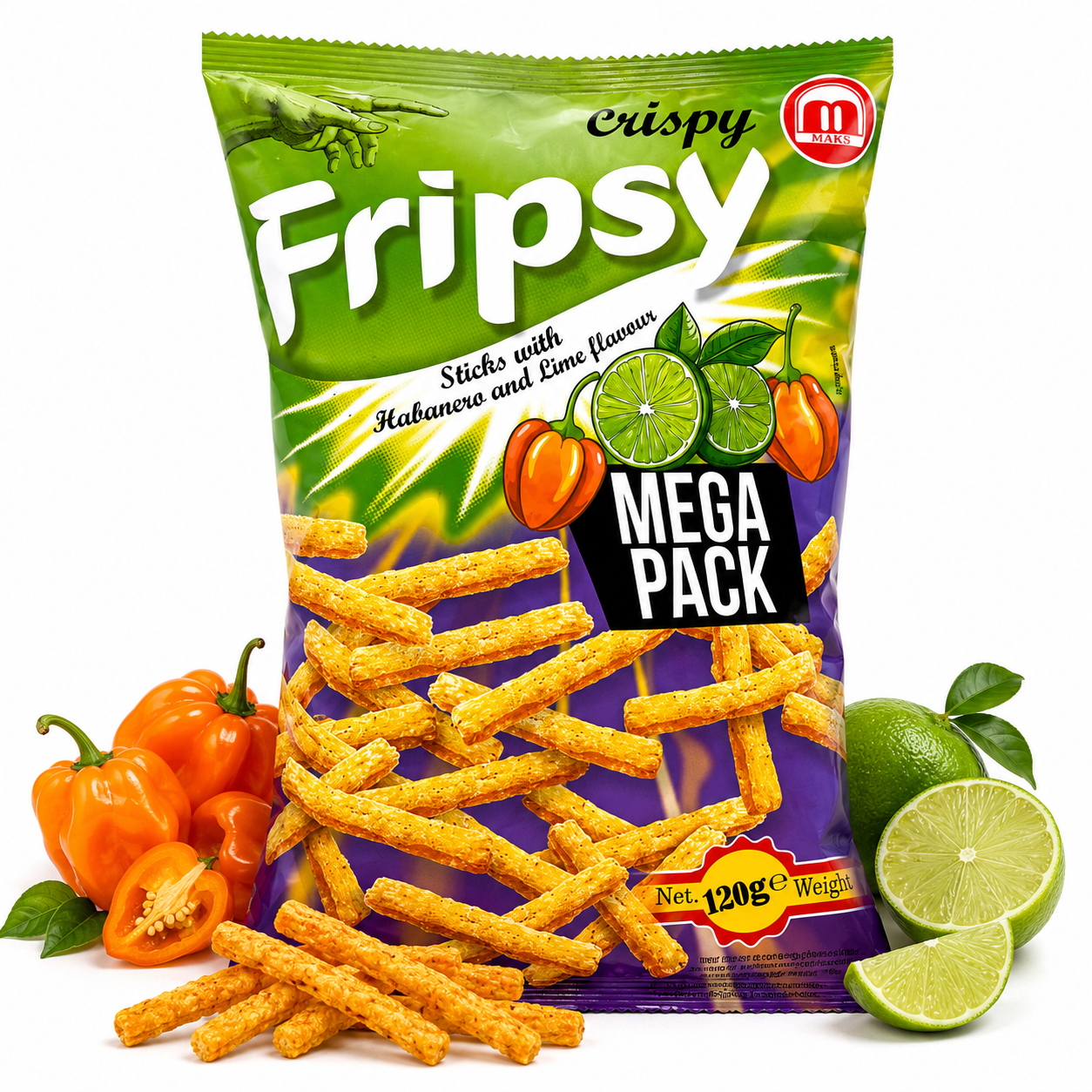 Fripsy - Habanero Lime Sticks 120g (halal)(Mazedonien)