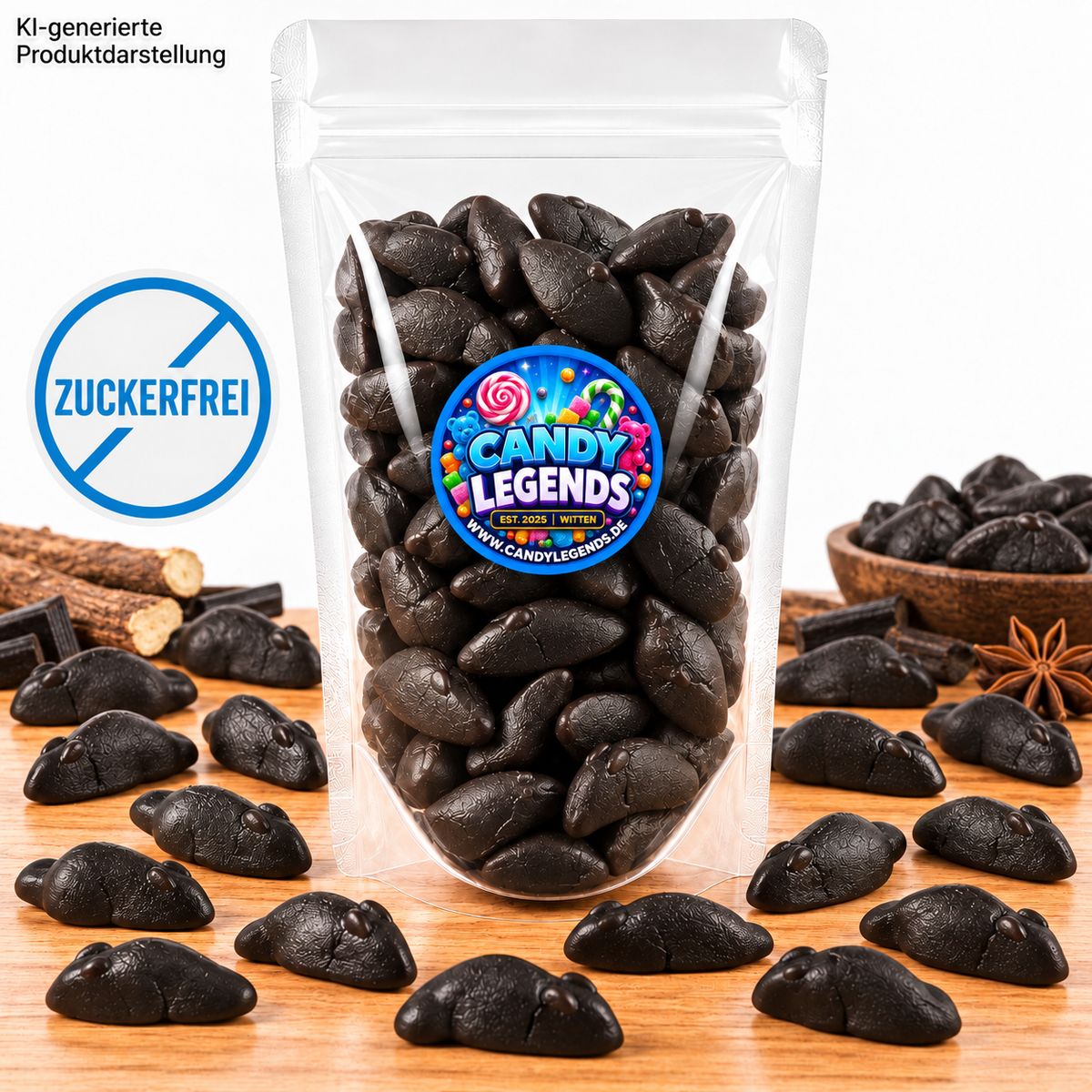 Zuckerfreie Lakritzmäuse Einzelsorte