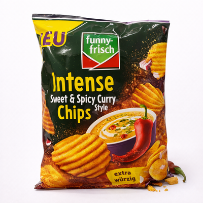 NEU! Funny Frisch Intense Chips Sweet & Spicy Curry Style 110g (vegan & glutenfrei)